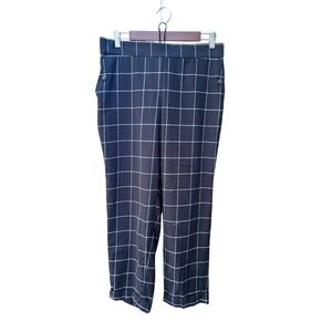 Anne Klein Black Plaid Cropped Trousers Women's Sz M